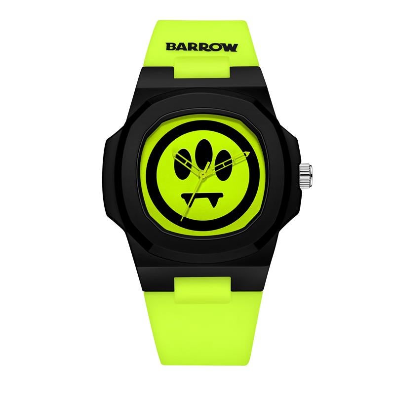 BWW00001 Fluro Yellow Black Dial Silicone Strap Unisex Watch, 43mm